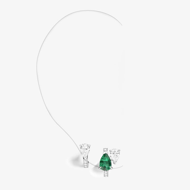 Serti sur Vide earring in white gold